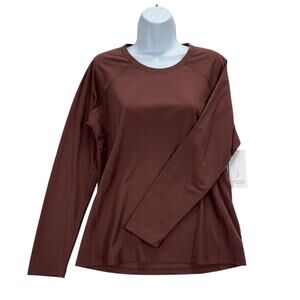Athleta Ultimate Train Top 2X Long Sleeve Shirt Maroon Red Brown NWT $69